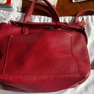 Flamenco color Portland Leather medium crossbody with zipper